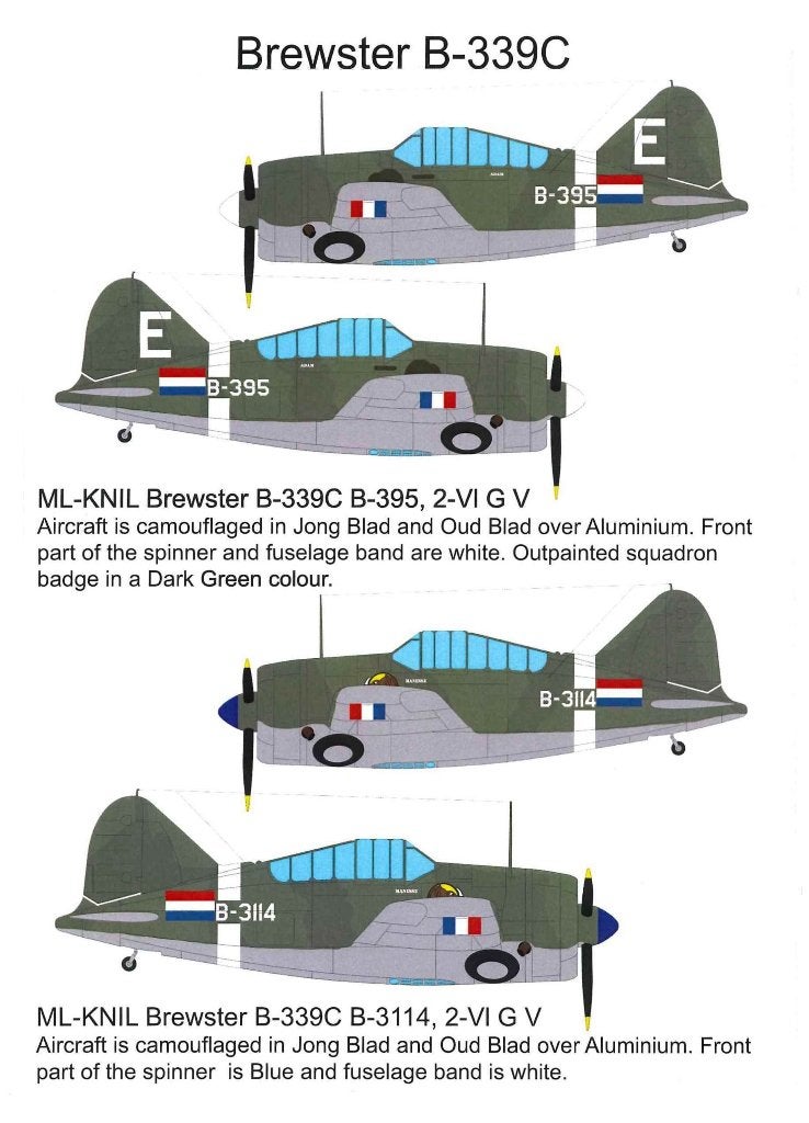 1/32 decals (uit FD32-008) Brewster B-339C Buffalo ML-KNIL, Overige merken, Nieuw, Ophalen of Verzenden, Groter dan 1:72