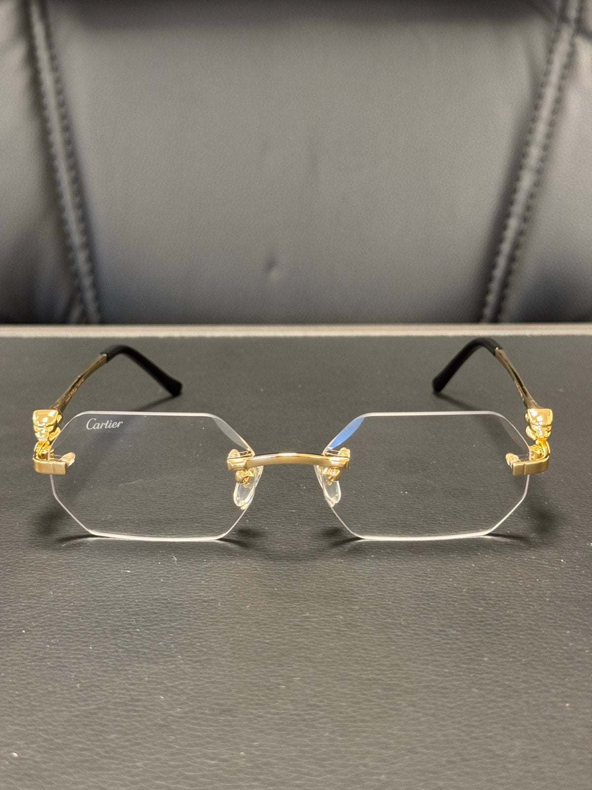 Cartier Bril - Gouden Montuur met Panterdetails, Ophalen of Verzenden, Zo goed als nieuw, Bril, Overige merken