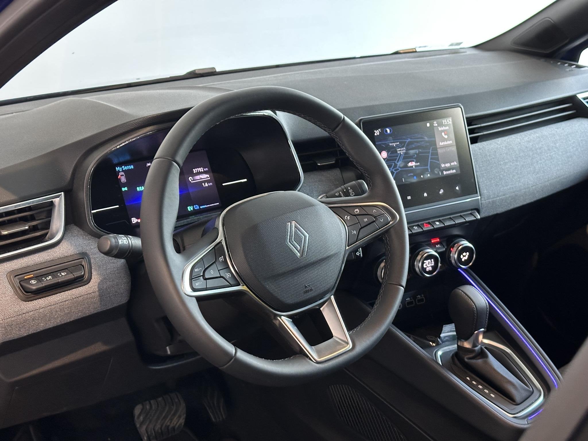 Renault Clio 1.6 E-Tech Full Hybrid 145 techno | Achteruitri, Auto's, Gebruikt, Met garantie (alle), Blauw, Leder en Stof