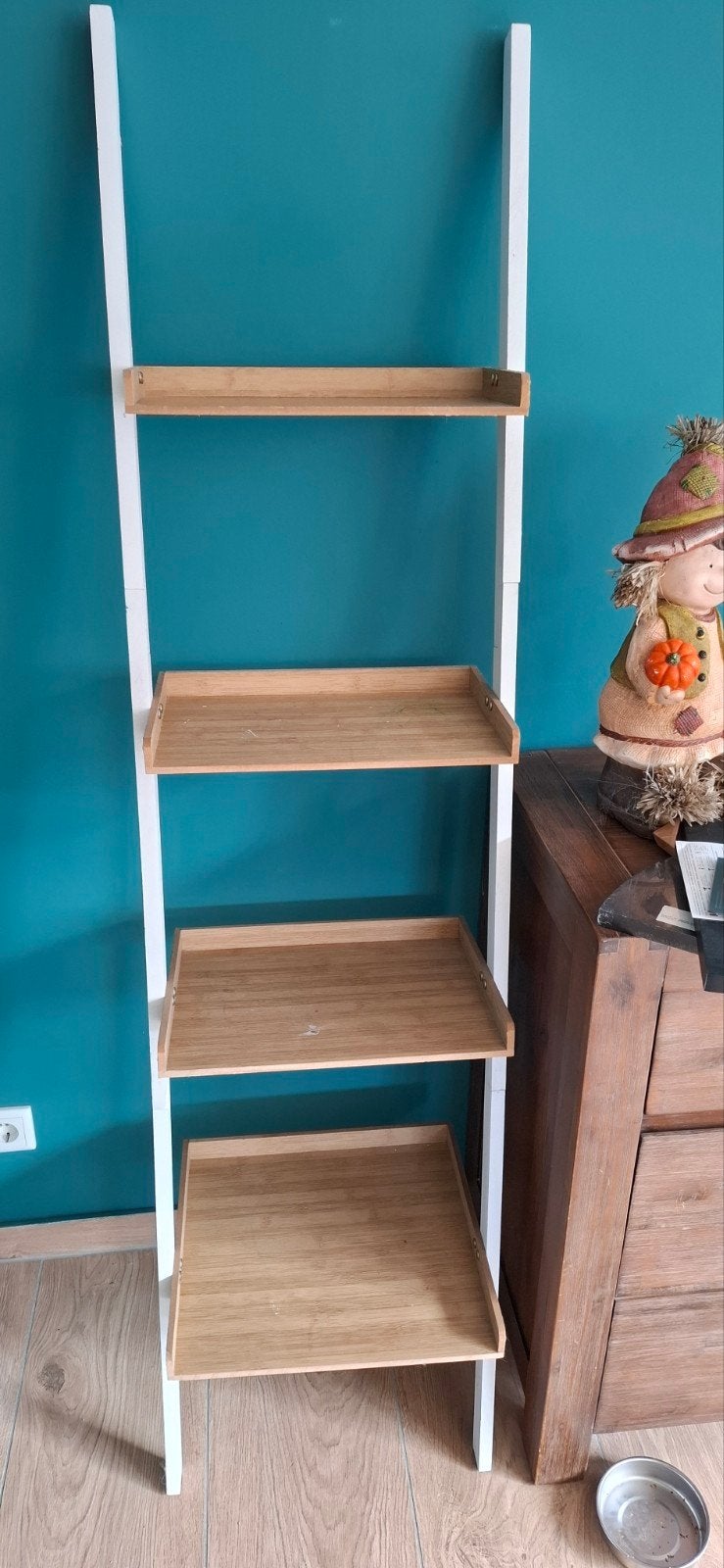 Decoratieve ladder met planken - Hout en wit, Huis en Inrichting, Ophalen, Hout, Gebruikt, Modern
