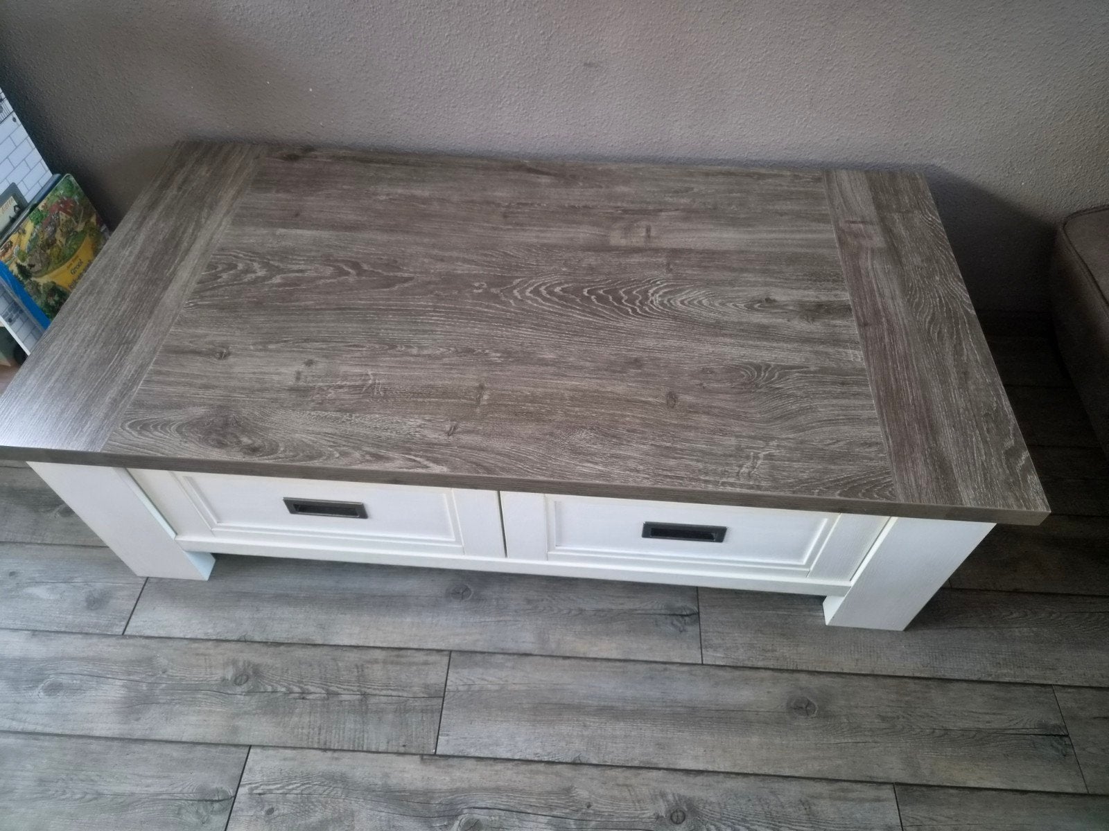 Salontafel met lade, 130x67 cm, Ophalen, Gebruikt, 50 tot 100 cm, 100 tot 150 cm
