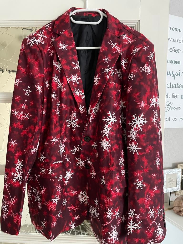 Feestelijk Kerst Colber met Sneeuwvlokken - Maat XL, Ophalen of Verzenden, Zo goed als nieuw, Maat 56/58 (XL), Rood