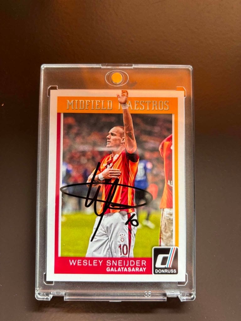 Gesigneerde Wesley Sneijder Panini Donruss kaart 2015, Ophalen of Verzenden, Nieuw, Buitenlandse clubs, Spelerskaart