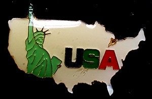 U.S.A. pin met vrijheidsbeeld, Verzenden, Nieuw, Stad of Land, Speldje of Pin