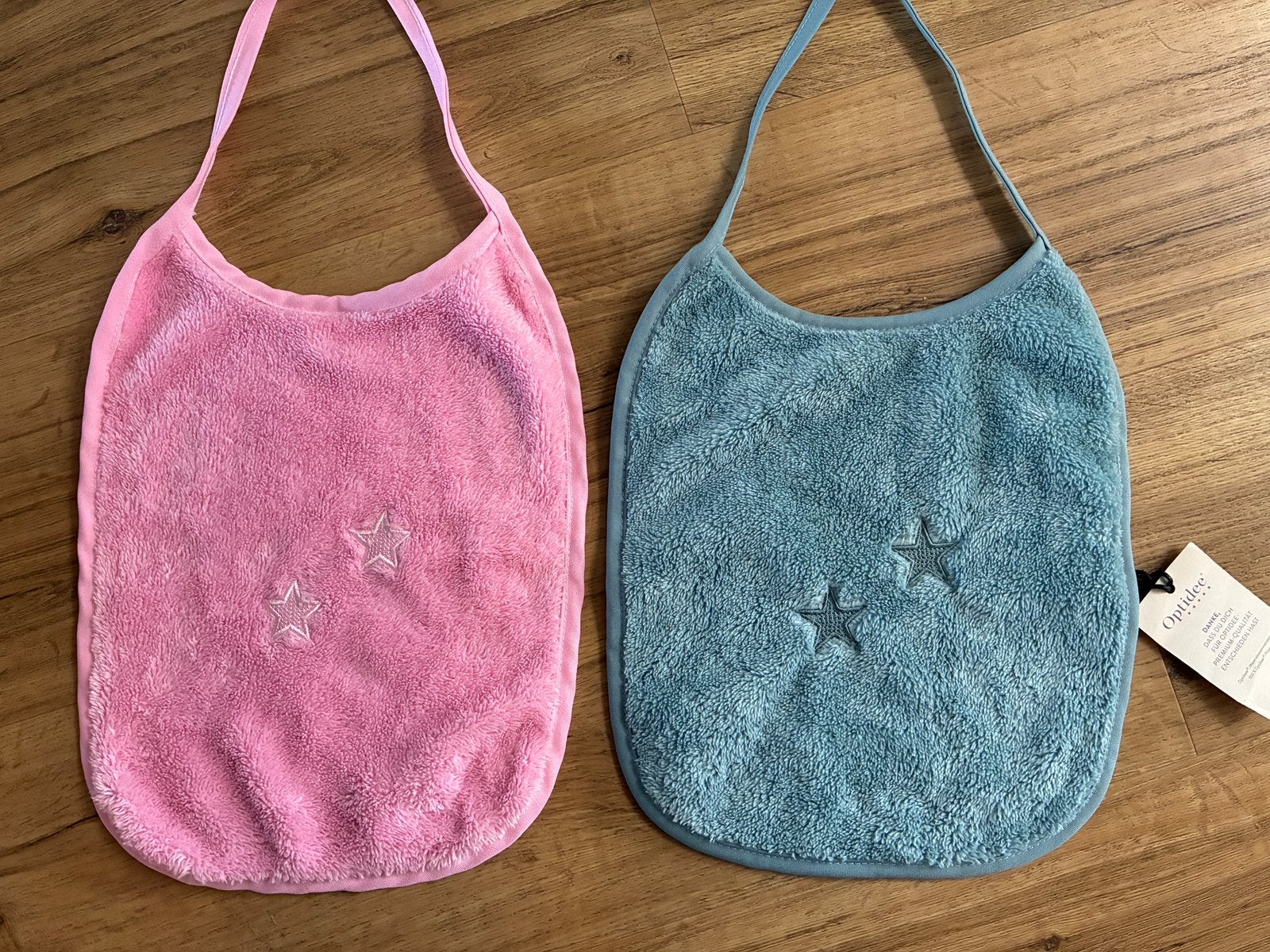 Optidee Optipluche slabbetjes roze en grijsblauw slabber, Ophalen of Verzenden, Zo goed als nieuw
