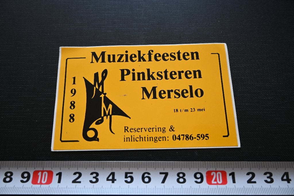 sticker 1988 muziekfeesten pinksteren merselo, Verzamelen, Ophalen, Zo goed als nieuw
