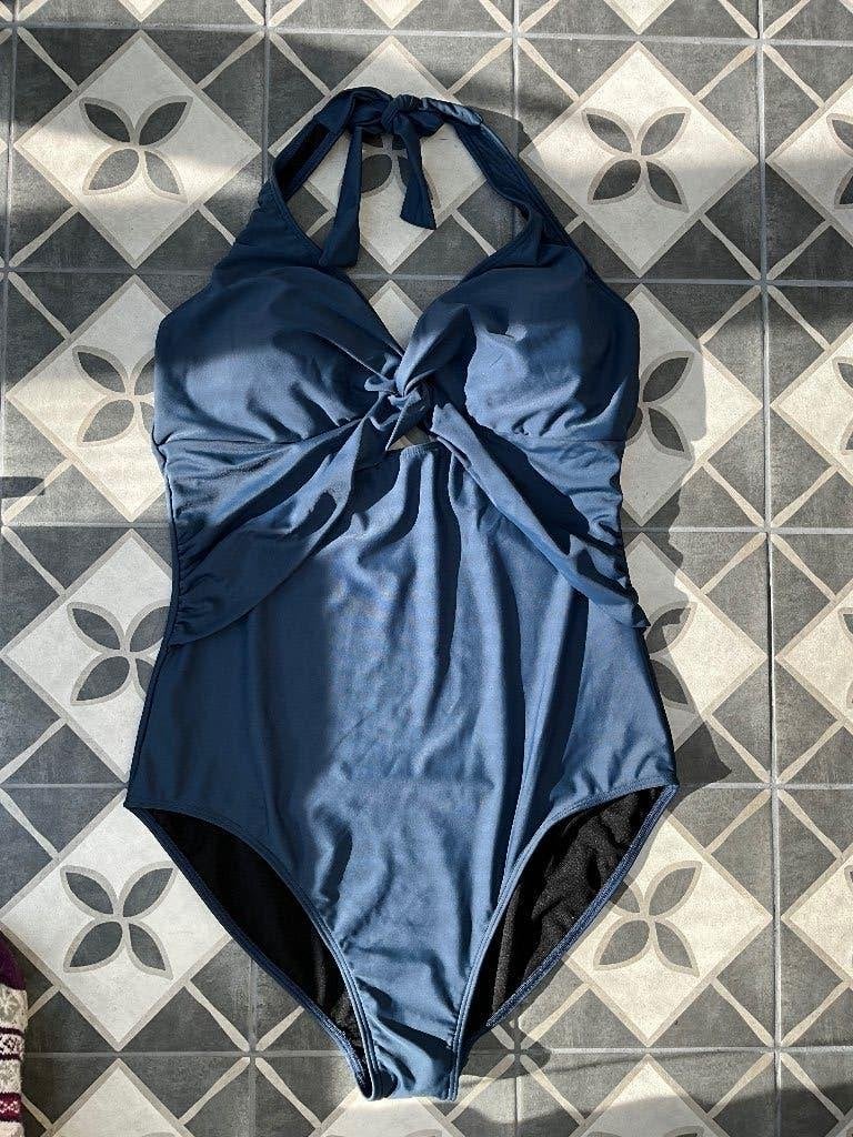 BEACHWAVE badpak met knoopdetail blauw maat 46, Blauw, BEACHWAVE badpak met knoopdetail blauw maat 46, Nieuw, Badpak