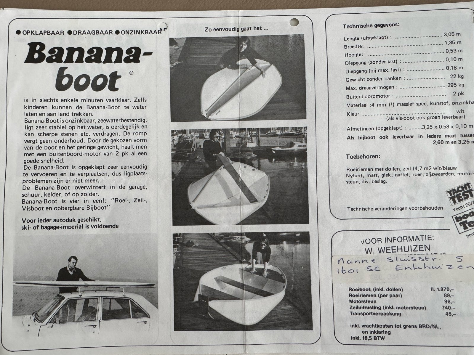 Opvouwbare Banana-Boot: Roei-, Zeil-, Visboot & Bijboot, Ophalen, Gebruikt