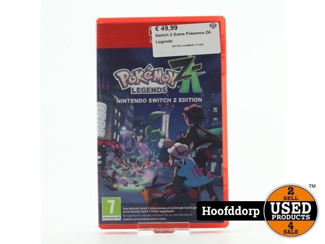 Switch 2 Game Pokemon ZA Legends, Nintendo, Zo goed als nieuw, Support@nintendo.com, 11-1 Hokotate-cho, Kamitoba, Minami-ku
Kyoto 601-8501
Japan