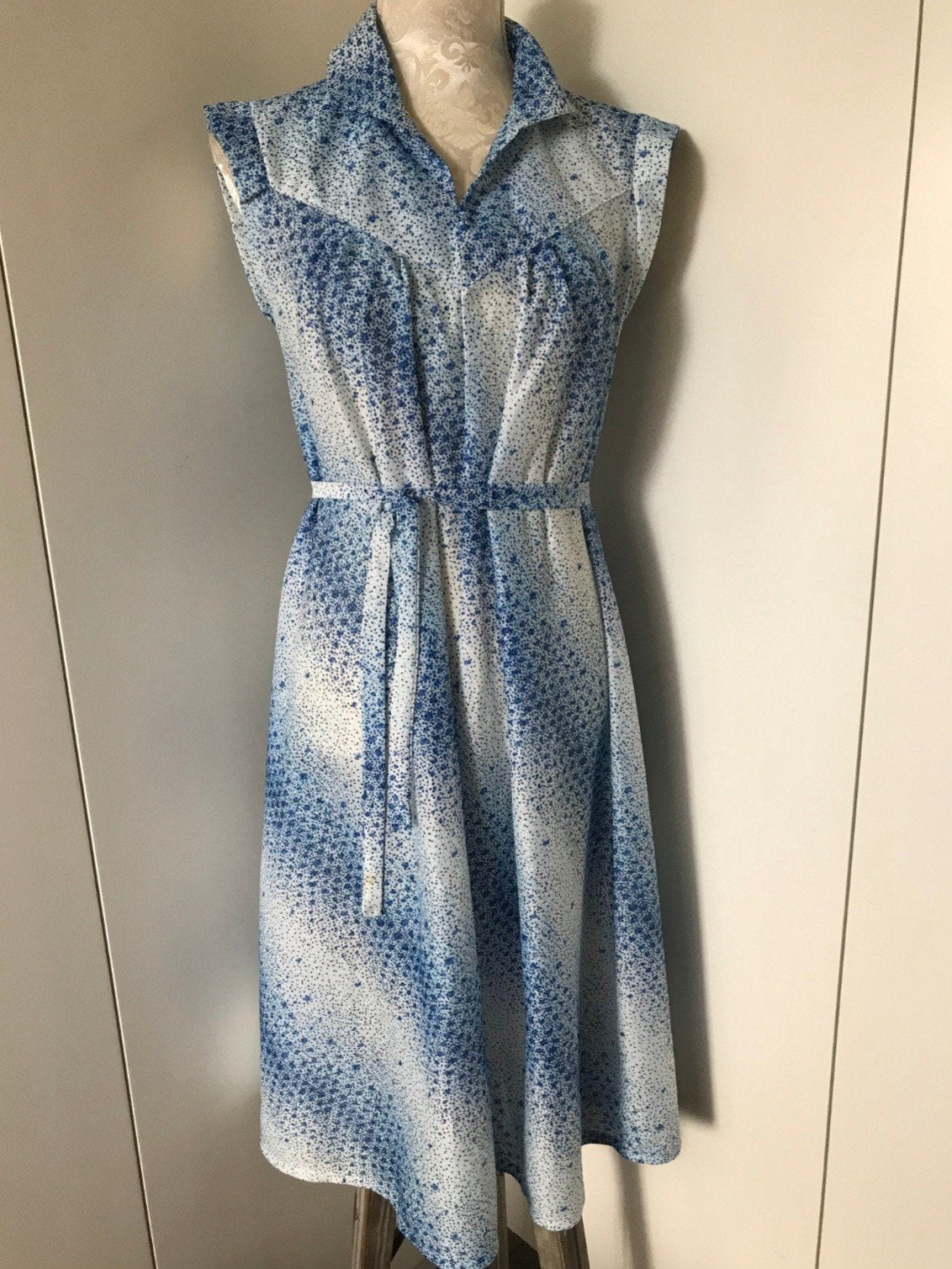 Vintage Jurk, Maat 38/40 (M), Blauw, Ophalen of Verzenden, Zo goed als nieuw