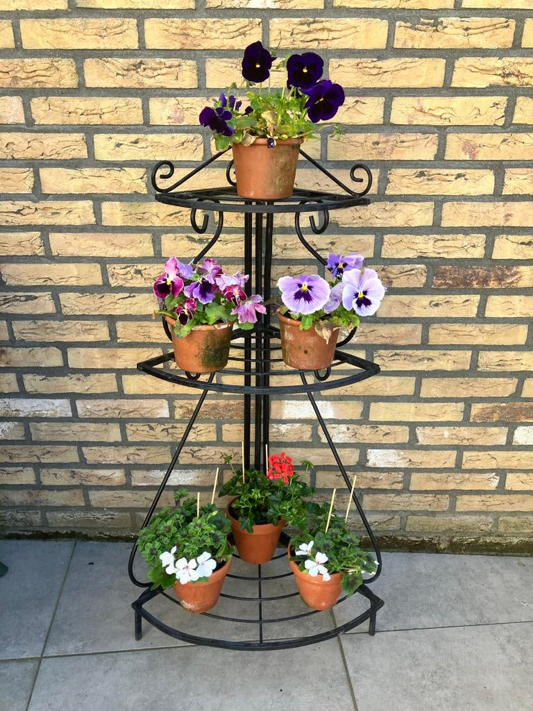 Metalen plantenrek/planten etagère met 3 niveaus - Zwart, Ophalen, Gebruikt, Minder dan 60 cm, Balkon