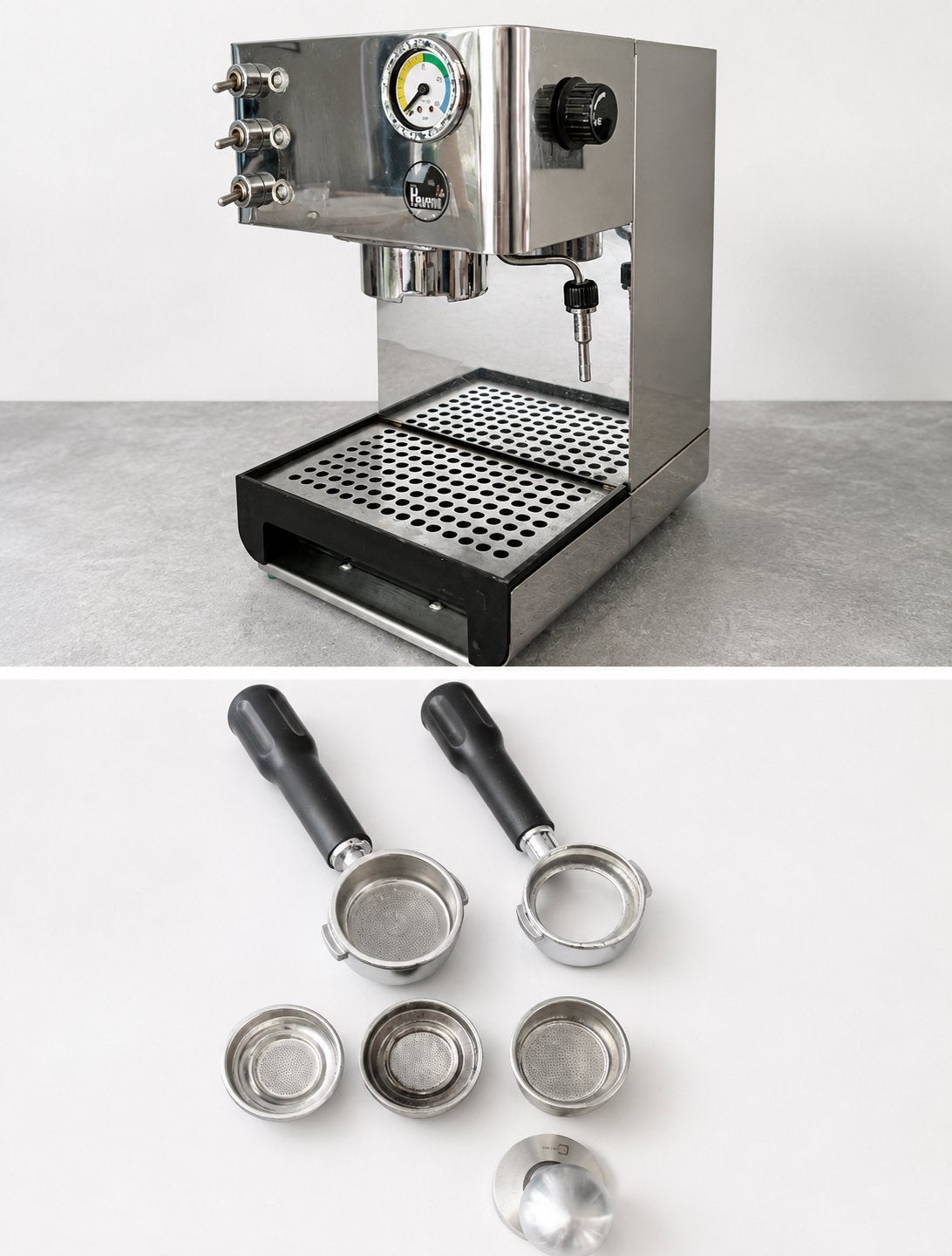 La Pavoni DCL Espressomachine - Mooi en Compleet, Stoompijpje, Gebruikt, Espresso apparaat, 10 kopjes of meer