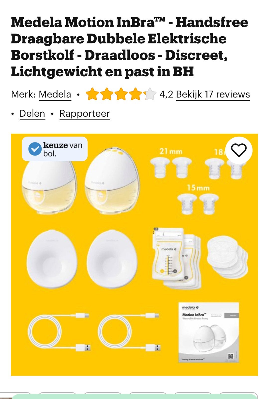 Medela Motion InBra Handsfree Dubbele Elektrische Borstkolf, Ophalen of Verzenden, Nieuw
