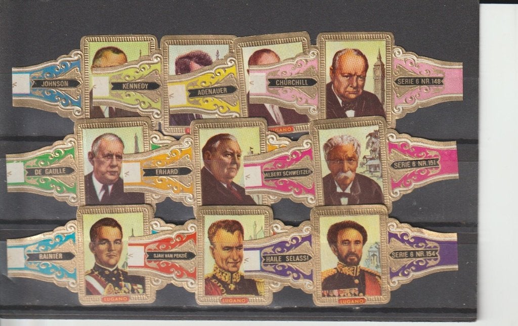reeks 383  personen  1-10     sigarenbanden, Verzamelen, Ophalen of Verzenden, Zo goed als nieuw, Sigarenbandjes