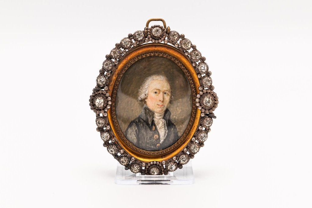 Miniatuur portretje, zilver, stenen, Ophalen of Verzenden