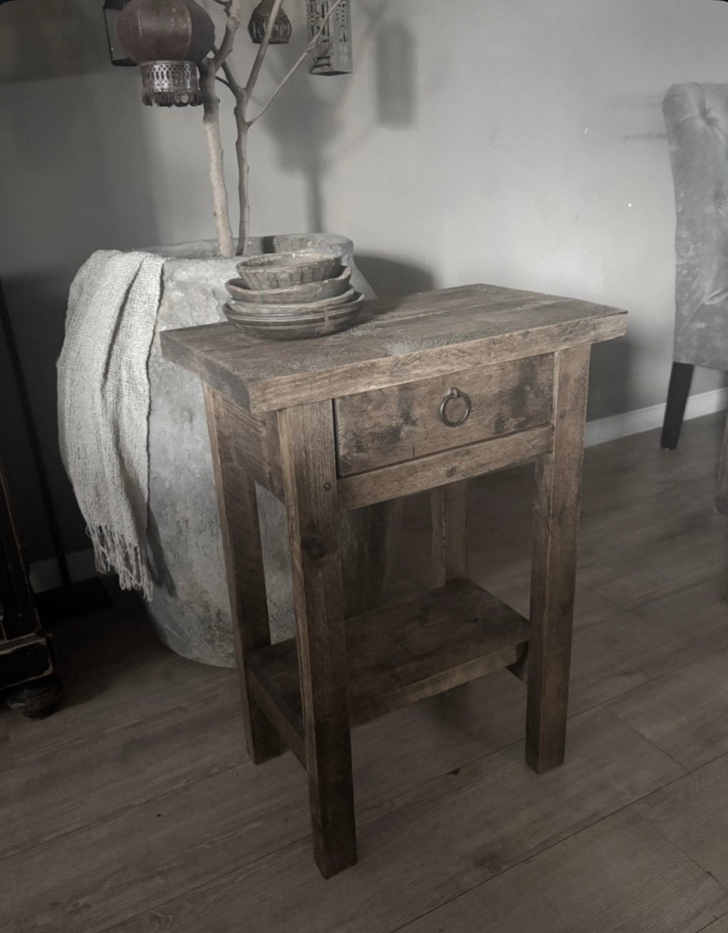 ~Stoer Sober Landelijk Houten Nachtkastje/Set~, Huis en Inrichting, Woonaccessoires | Overige, Ophalen of Verzenden, Nieuw