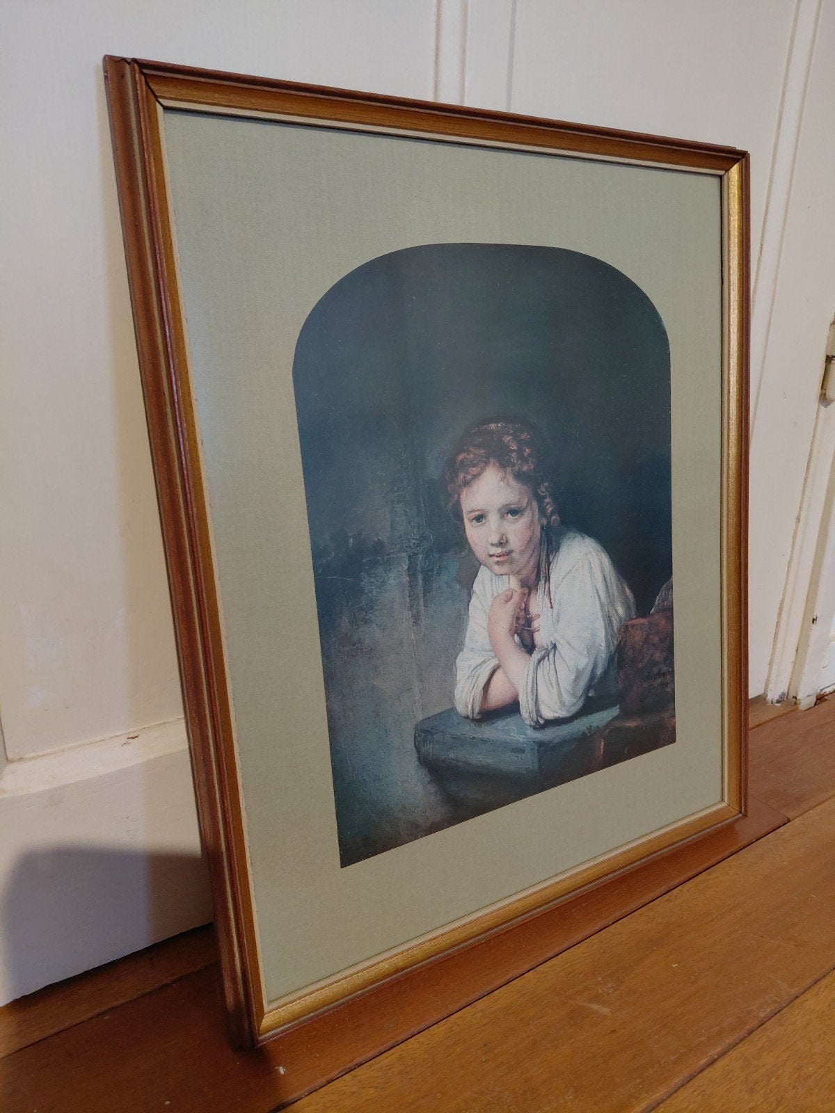 schilderij Rembrand 'meisje in het venster', Antiek en Kunst, Ophalen, Klassiek, Ingelijst, Portret of Personen