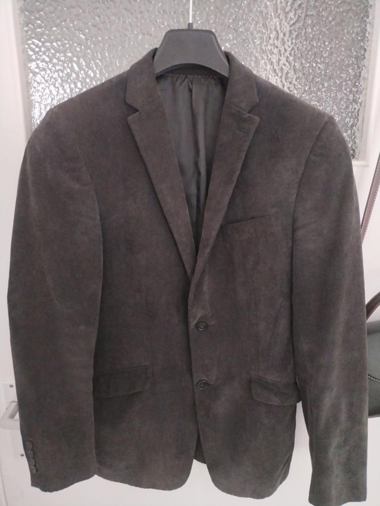 Stijlvol Heren Colbert - Donkergrijs Suède Look, Kleding | Heren, Onbekend, Maat 48/50 (M), Ophalen of Verzenden, Zo goed als nieuw