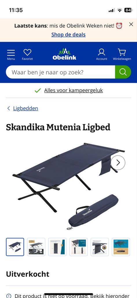 Skandika Mutenia Ligbed - Opvouwbaar en Comfortabel, Ophalen, Nieuw, 1-persoons