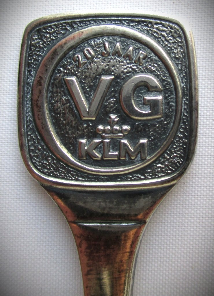 KLM~20 jaar VG KLM lepel~Theelepel verzilverd, Verzilverd, Ophalen of Verzenden, Zo goed als nieuw, Metaal