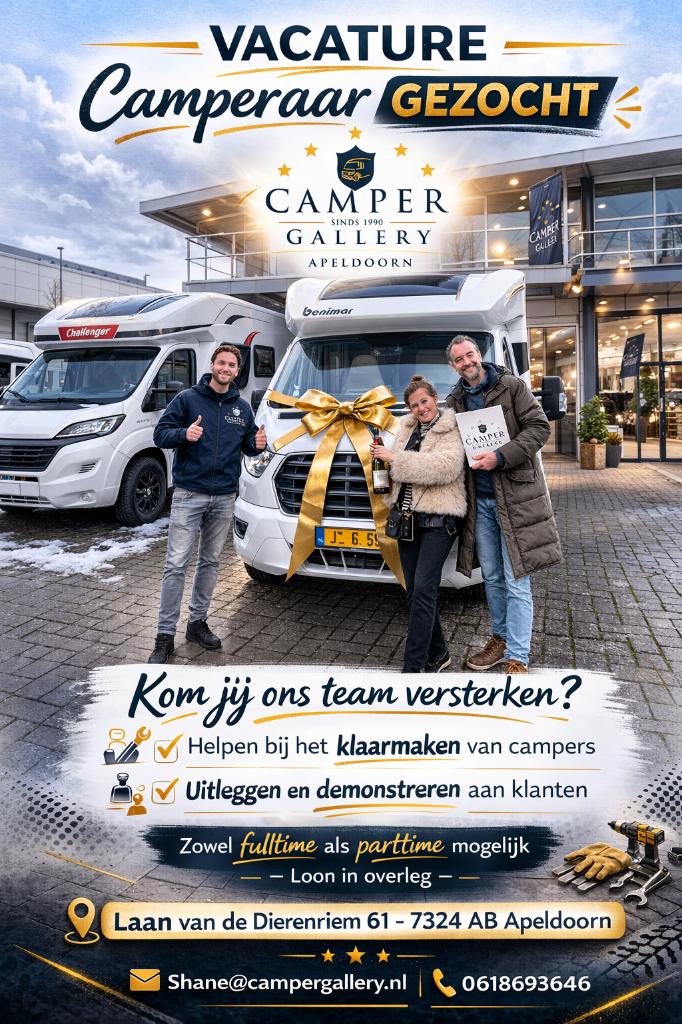 Klaar voor nieuwe uitdaging? Camperaar Apeldoorn!, Caravans en Kamperen, Bedrijf, Overige brandstoffen, Half-integraal