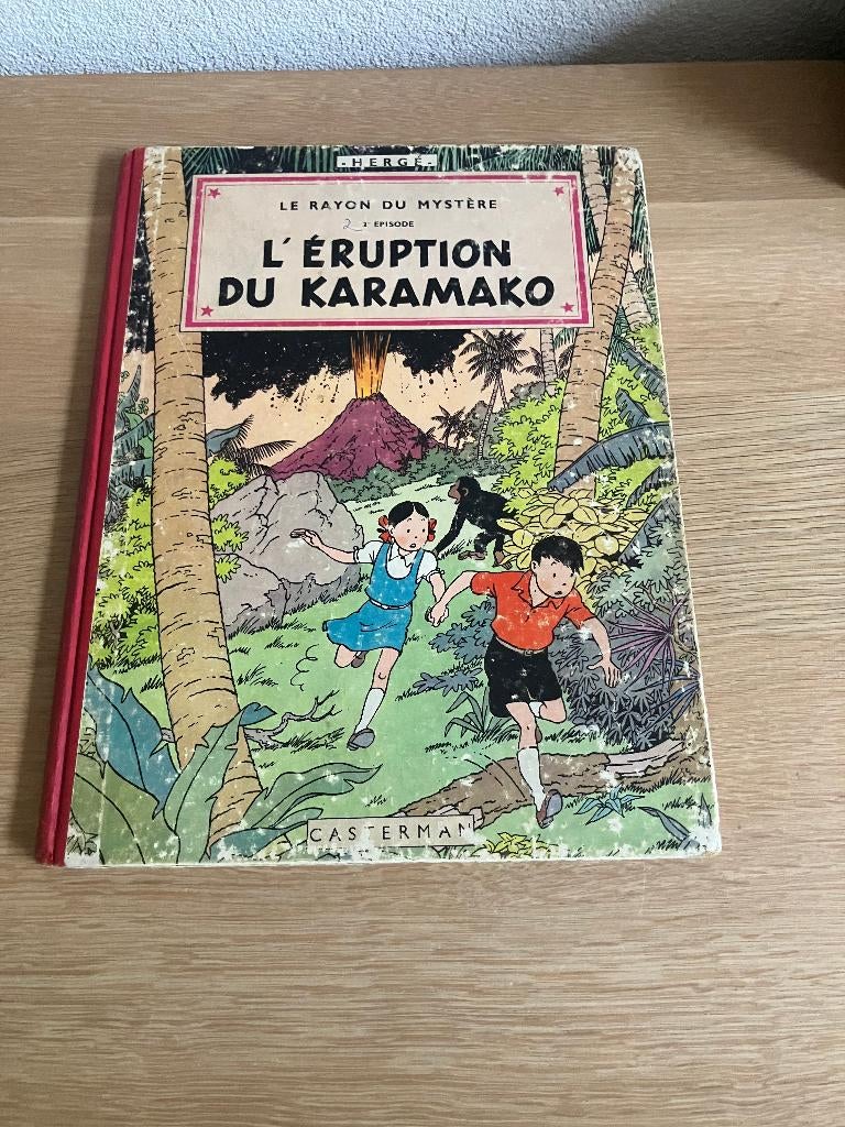 Jo, Zette et Jocko L’Éruption du Karamako HC herdruk 1954., Gelezen, Eén stripboek, Ophalen of Verzenden, Hergé