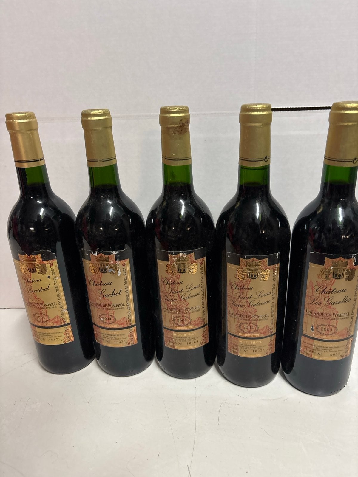5 flessen Lalande de Pomerol rode wijn - diverse jaargangen, Ophalen of Verzenden, Gebruikt, Frankrijk, Rode wijn