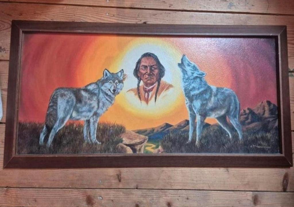 Schilderij Indianen en Wolven, Ophalen