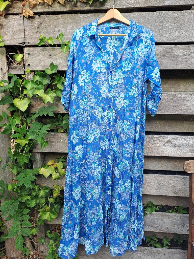 Bindi Ibiza boho jurk maat L/XL, Kleding | Dames, Jurken, Zo goed als nieuw, Maat 46/48 (XL) of groter, Blauw, Onder de knie, Ophalen of Verzenden