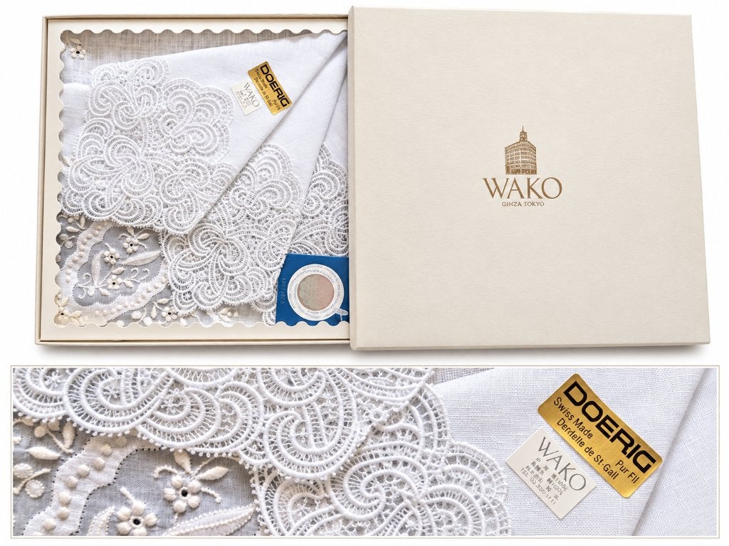 WAKO Ginza Tokyo 2 Luxe Geborduurde Zakdoeken, Ophalen of Verzenden, Nieuw