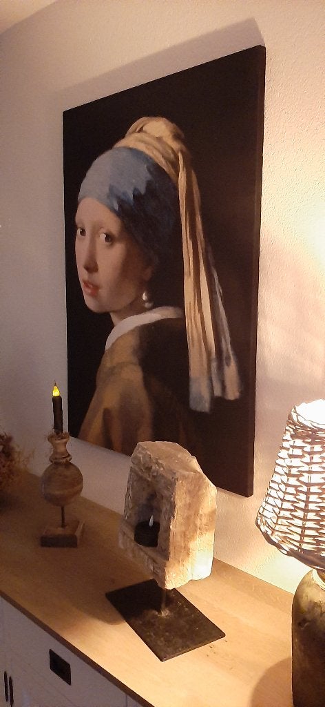 Meisje met de parel op doek 100 x 70 cm zgan, Ophalen of Verzenden