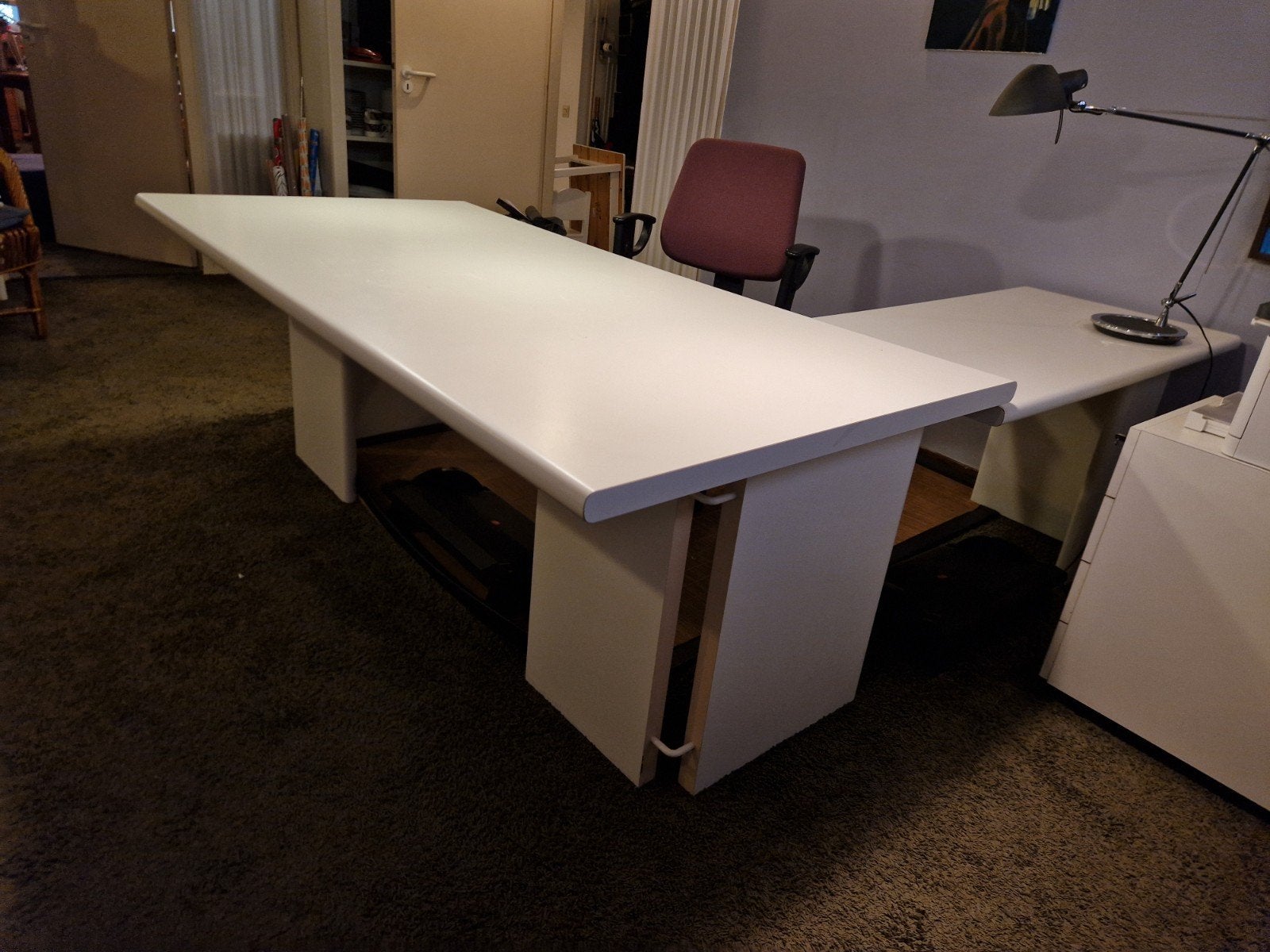 Wit design bureau 190x95 met zijtafel, Huis en Inrichting, Ophalen, Gebruikt
