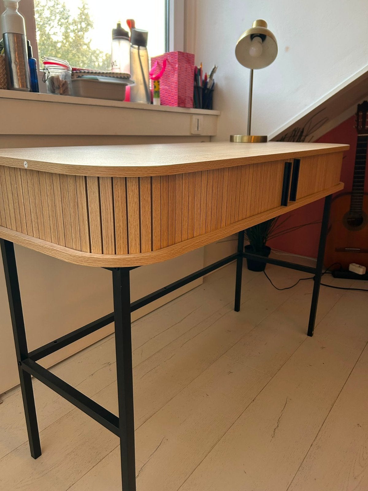 Modern bureau met opbergruimte en rolluik, Huis en Inrichting, Bureaus, Ophalen, 120 cm, 48 cm, Hout