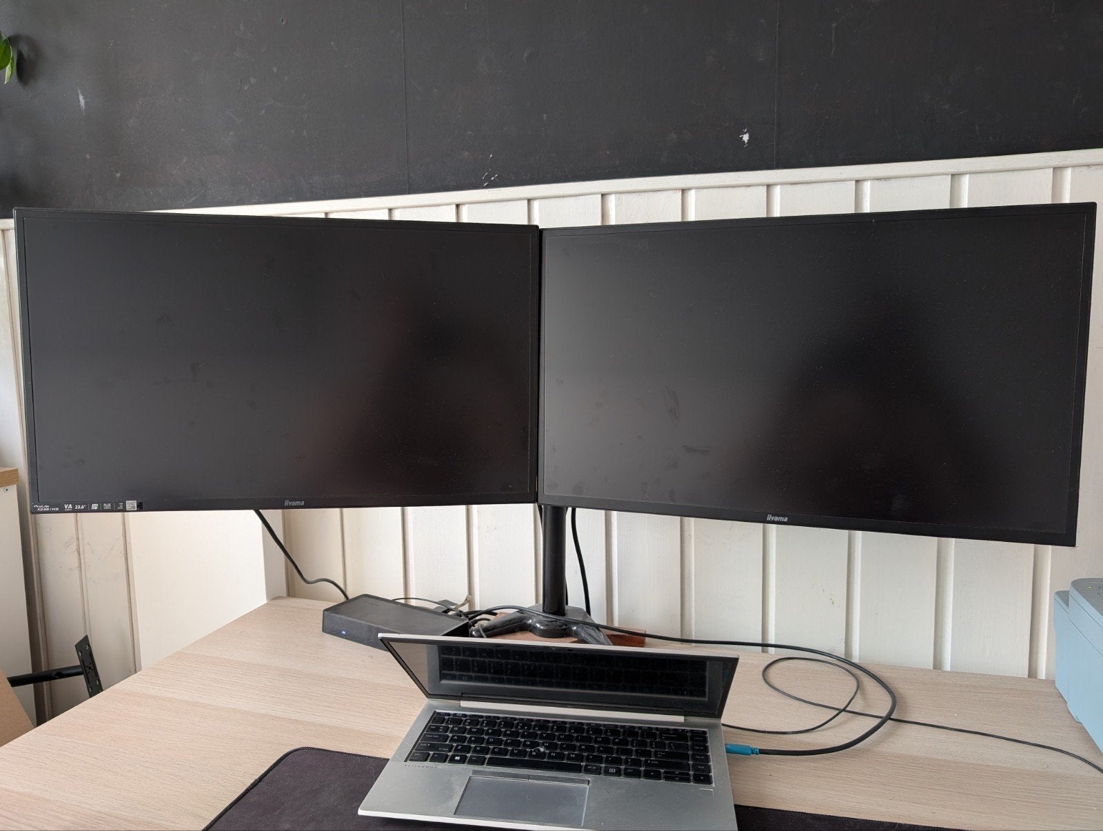 2x Iiyama ProLite X2481HS monitoren met dubbele monitorarm, Computers en Software, Monitoren, Gebruikt, Iiyama, VA, Full HD