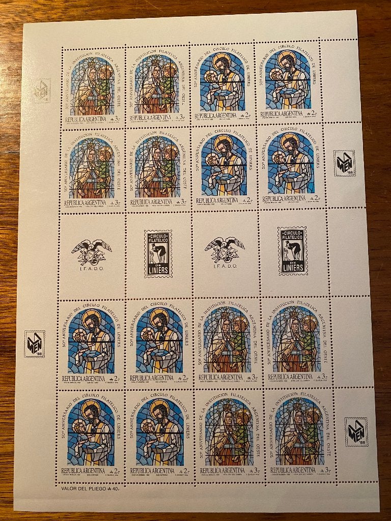ARGENTINIË Top kavel POSTFRISSE vellen PRENFIL 1988 RR, Verzenden, Buitenland