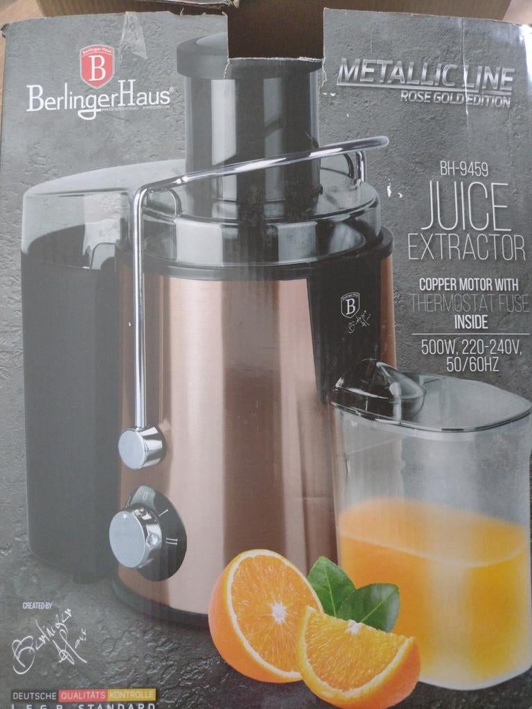 Berlinger Haus BH-9459 Juice Extractor Rose Gold 500W, Ophalen of Verzenden, Nieuw, Elektrisch, Sapcentrifuge
