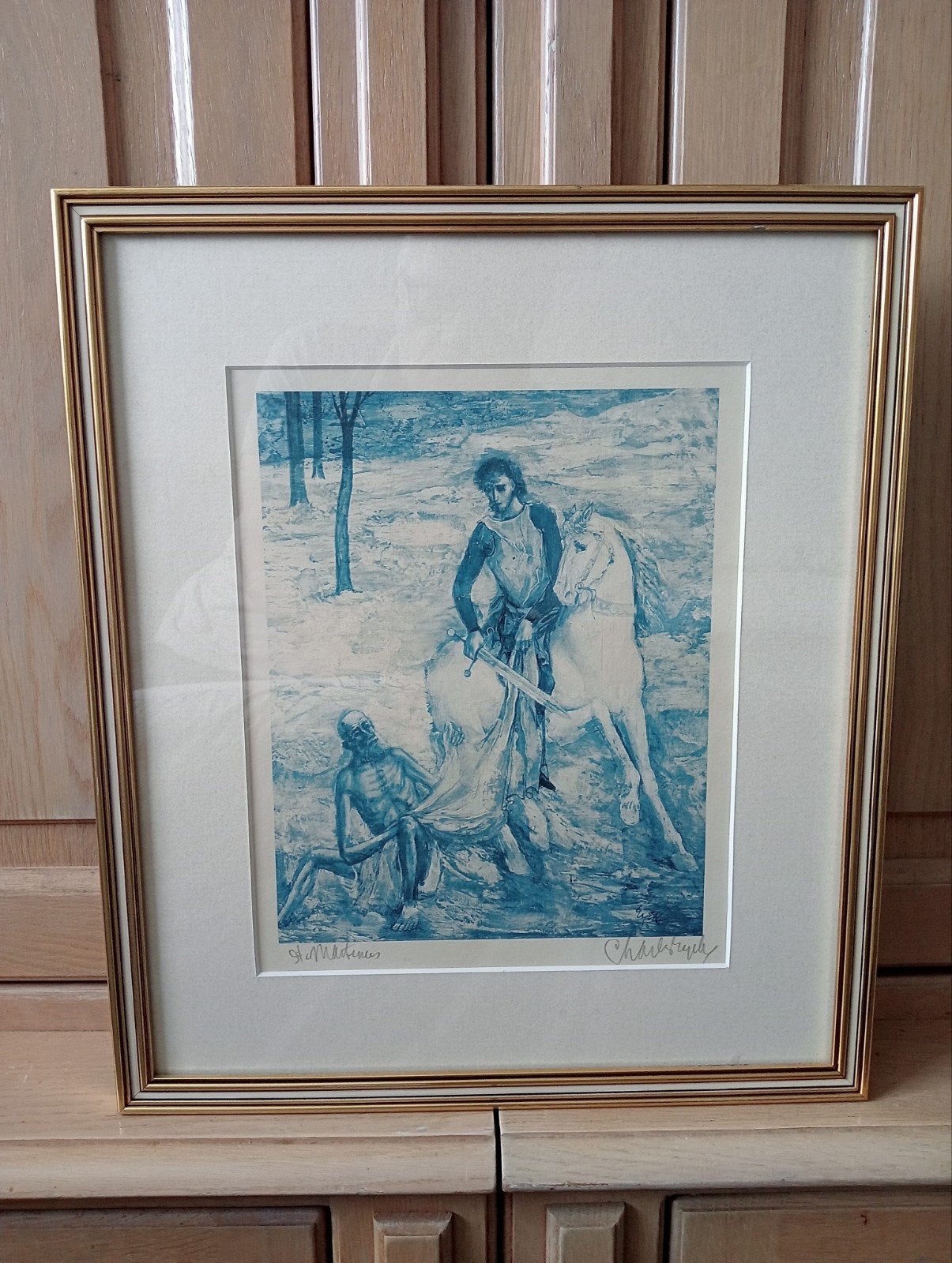 Bijzonder schilderij: Ridder en skelet in blauwtinten, Ophalen