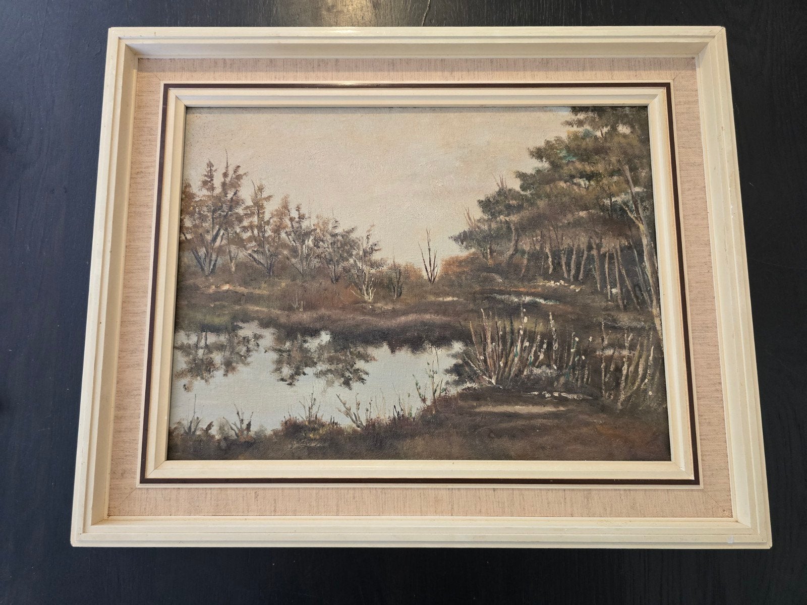 Klassiek Olieverfschilderij – J.W. Jacobs – Natuurgebied De, Ophalen of Verzenden, Schilderij, Handgemaakt