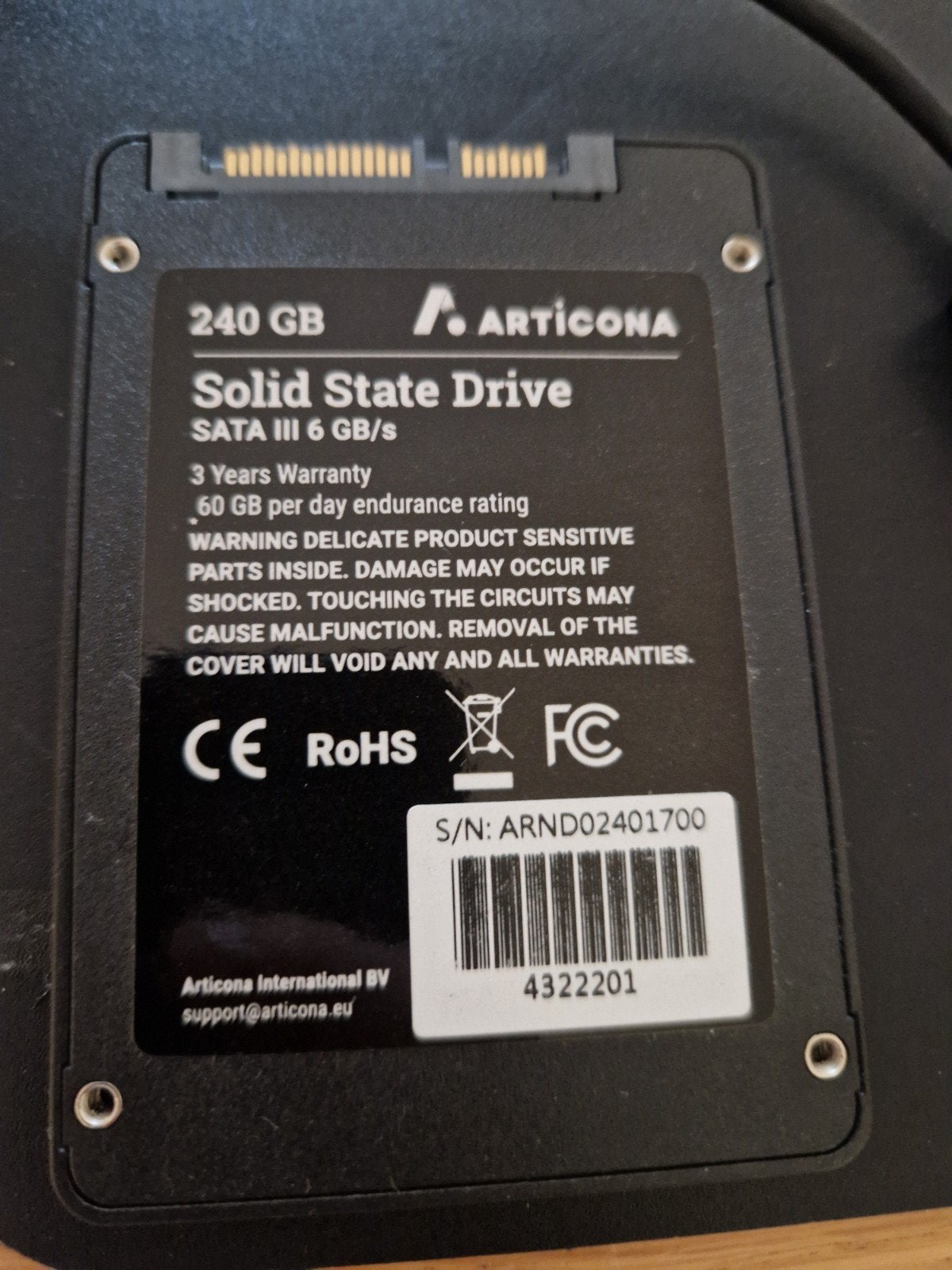Articona 240 GB SATA III SSD, Ophalen, Intern, Gebruikt, Articona