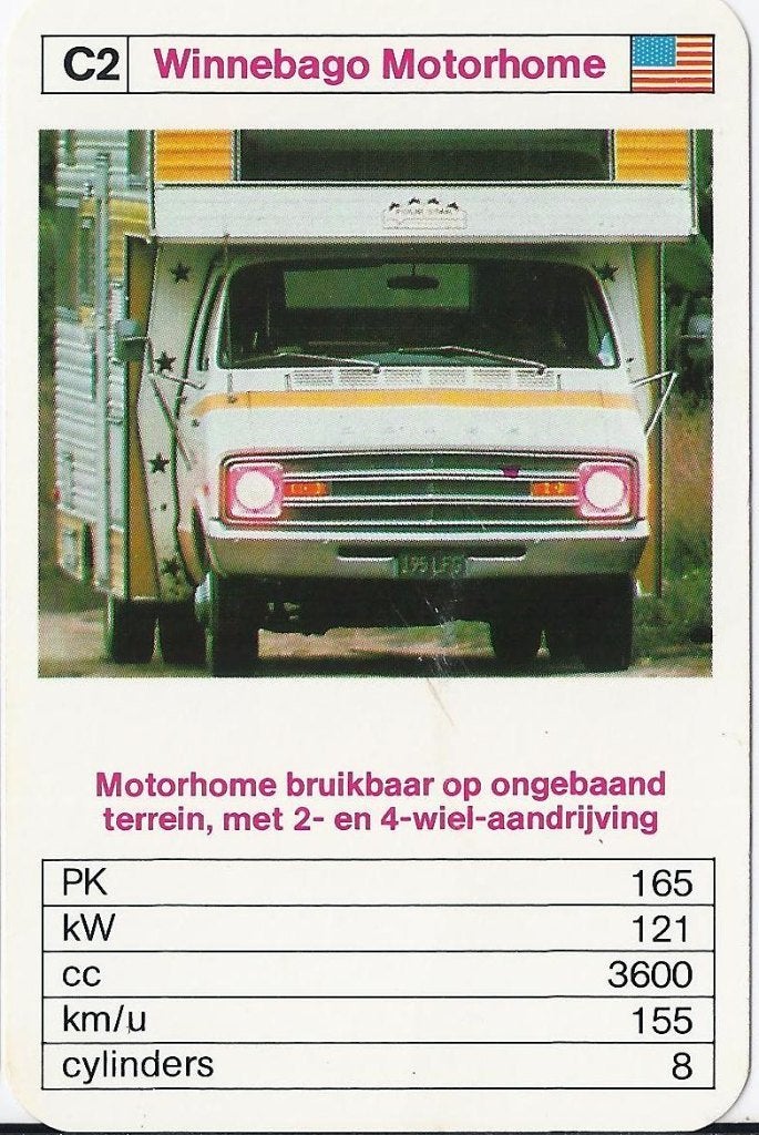 Kw1911 autokaartje c2 winnebago motorhome, Ophalen of Verzenden, Auto's