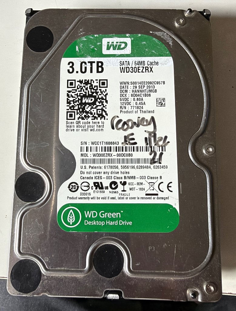 Western Digital green Harddisk 3 TB, Computers en Software, Intern, Gebruikt, 3 TB, Desktop