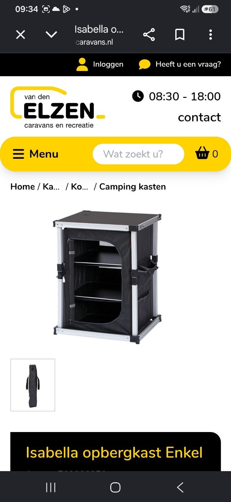 Isabella opbergkast Enkel - Campingkast, Caravans en Kamperen, Ophalen of Verzenden, Zo goed als nieuw