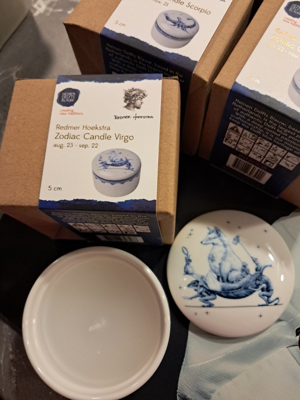 Heinen Delfts Blauw.  Sterrenbeeld kaarsen, Ophalen of Verzenden, Nieuw, Blauw
