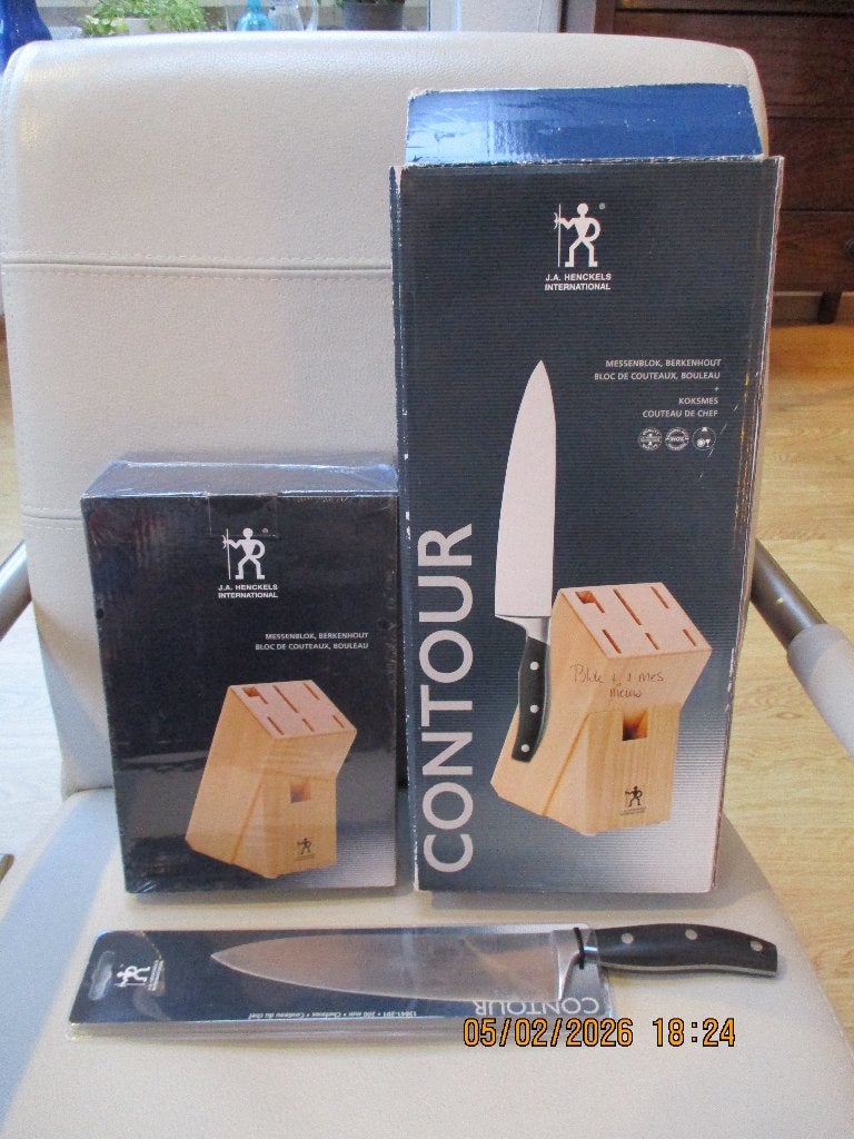 J.H. HENCKELS - CONTOUR - messenblok - koksmes, Overige typen, Hout, Nieuw, Ophalen of Verzenden