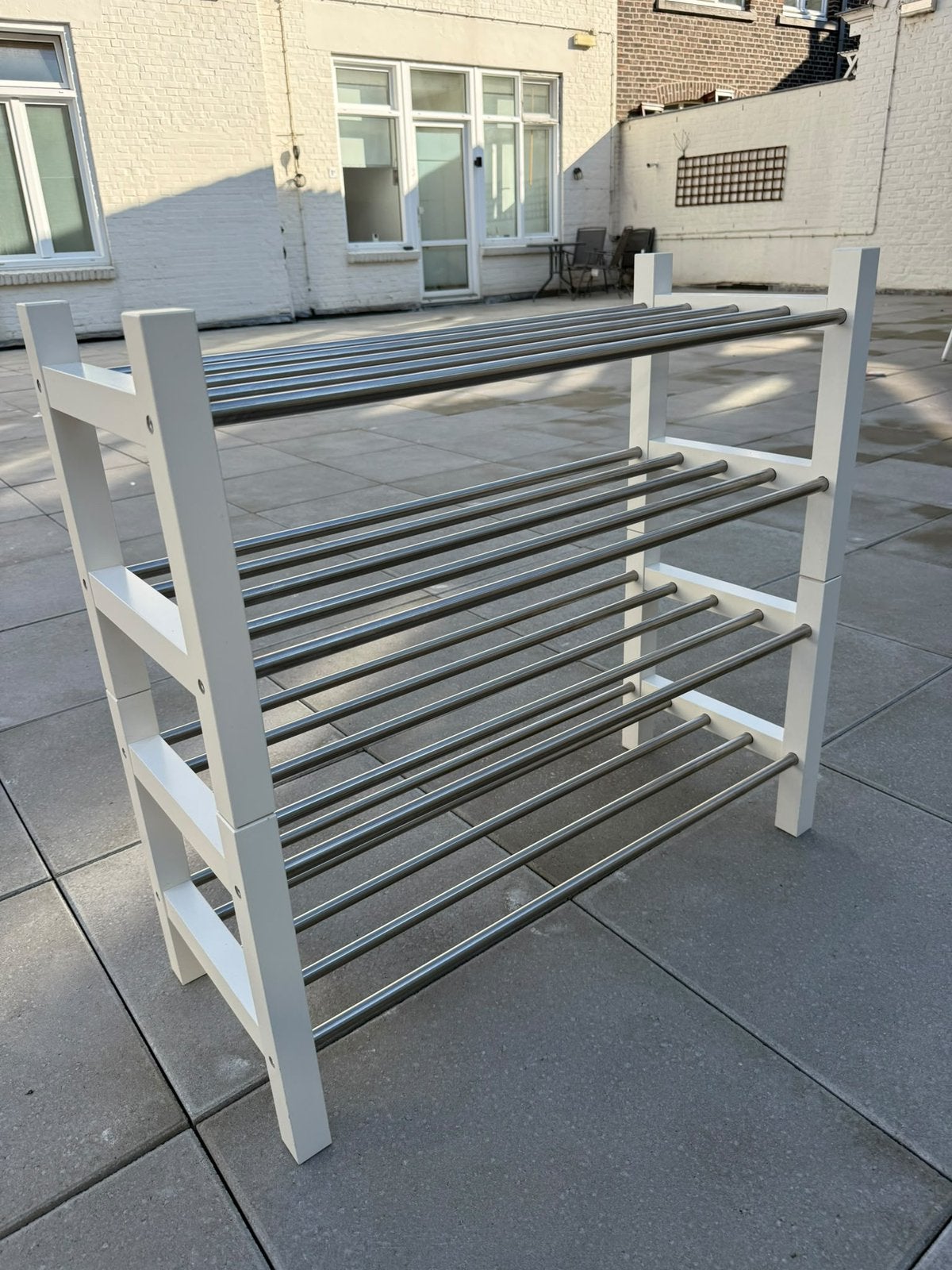 IKEA TJUSIG Schoenenrek / Schoenenrek Dubbel (Wit / RVS), Ophalen, Zo goed als nieuw