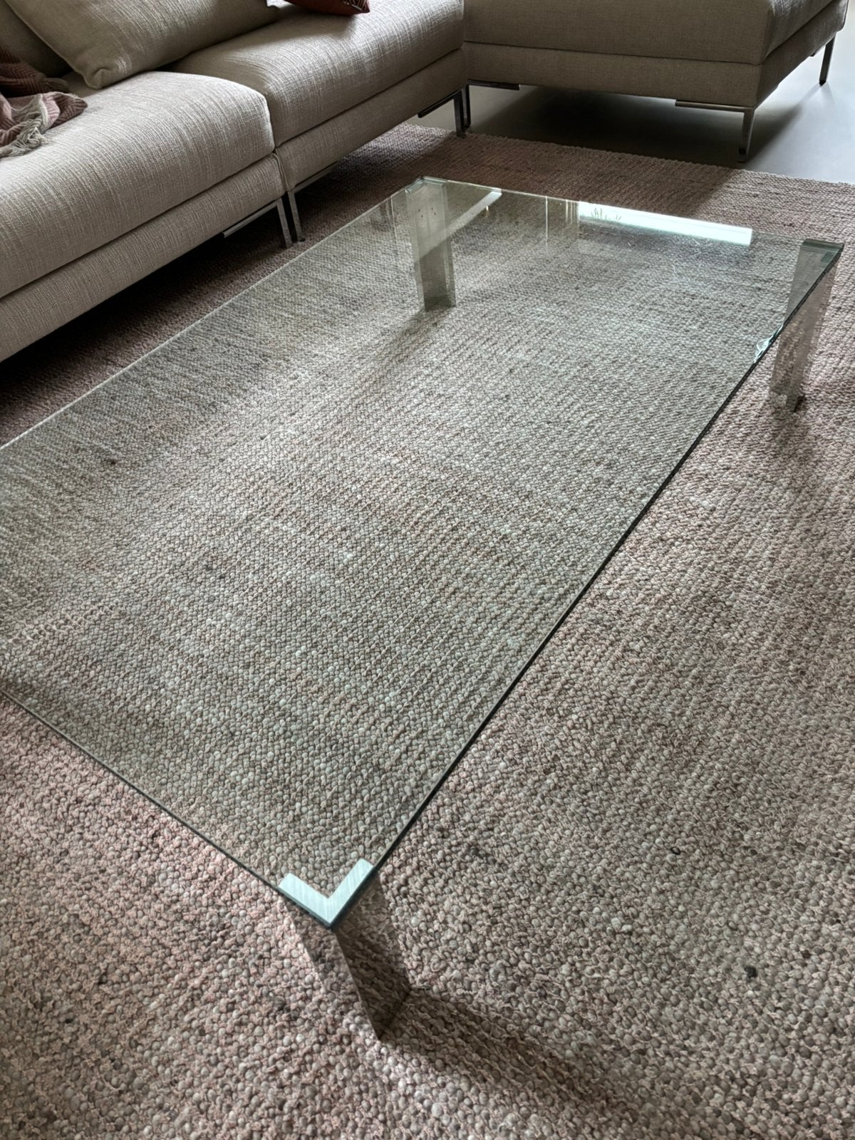 Salontafel glas, Ophalen, Gebruikt, 100 tot 150 cm, 50 tot 100 cm