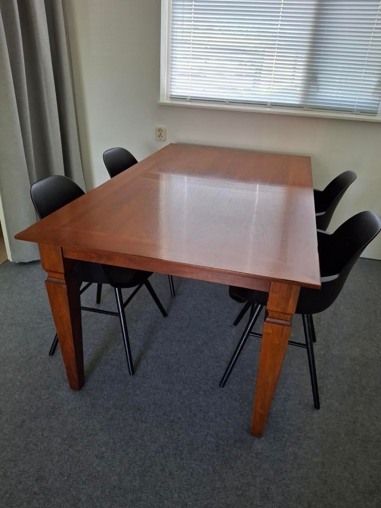 Massief houten tafel, Ophalen, Gebruikt, 50 tot 100 cm, Vijf personen of meer
