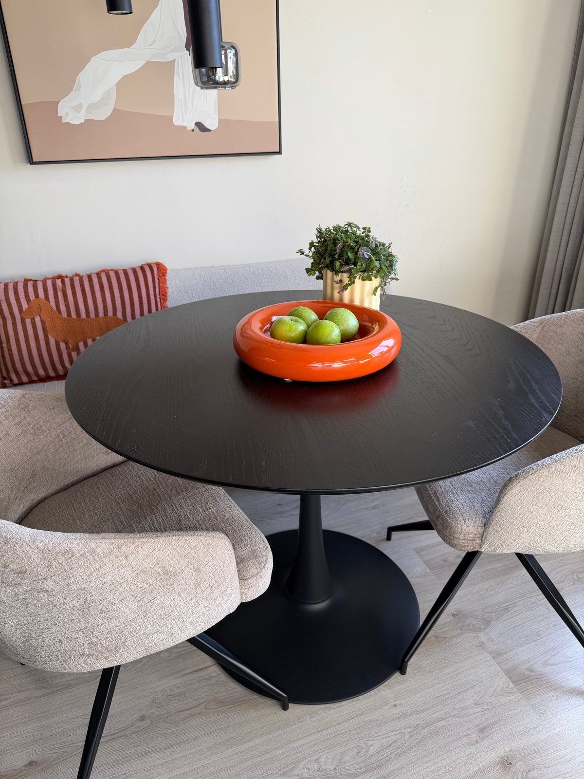 Eettafel RINGSTED Jysk - Rond, 100cm, Zwart, Ophalen, Gebruikt, Rond, 50 tot 100 cm