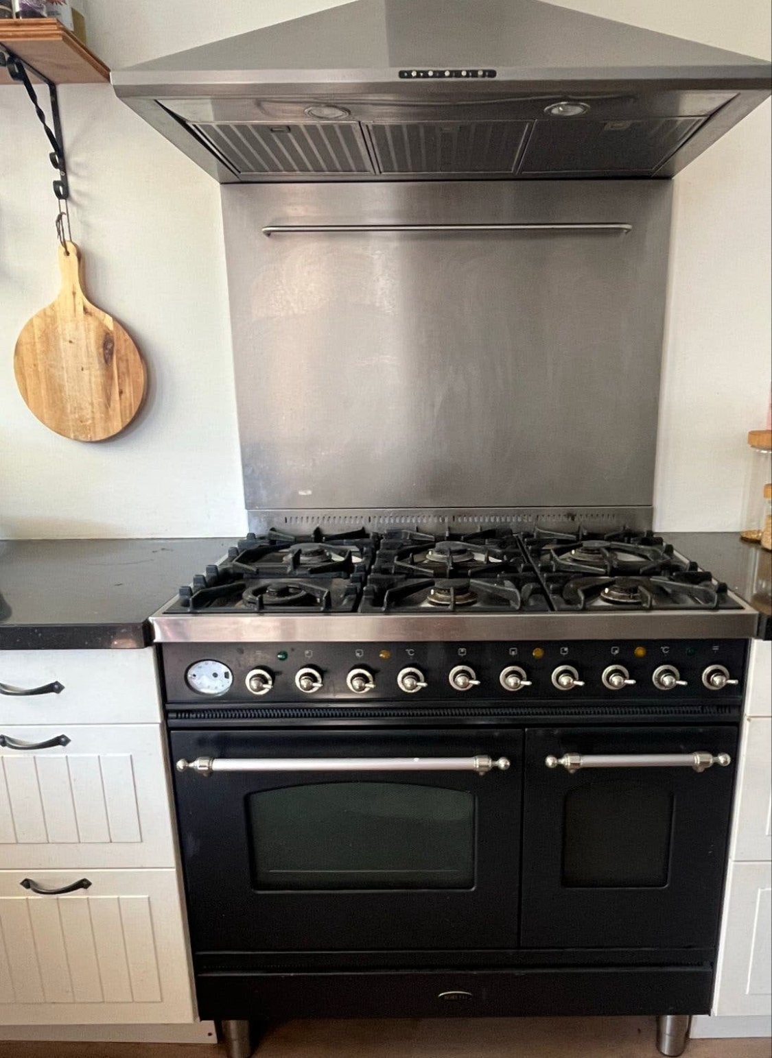 Boretti Fornuis met Oven - Zwart, Gas, Vrijstaand, Ophalen, Gebruikt, 60 cm of meer, Grill