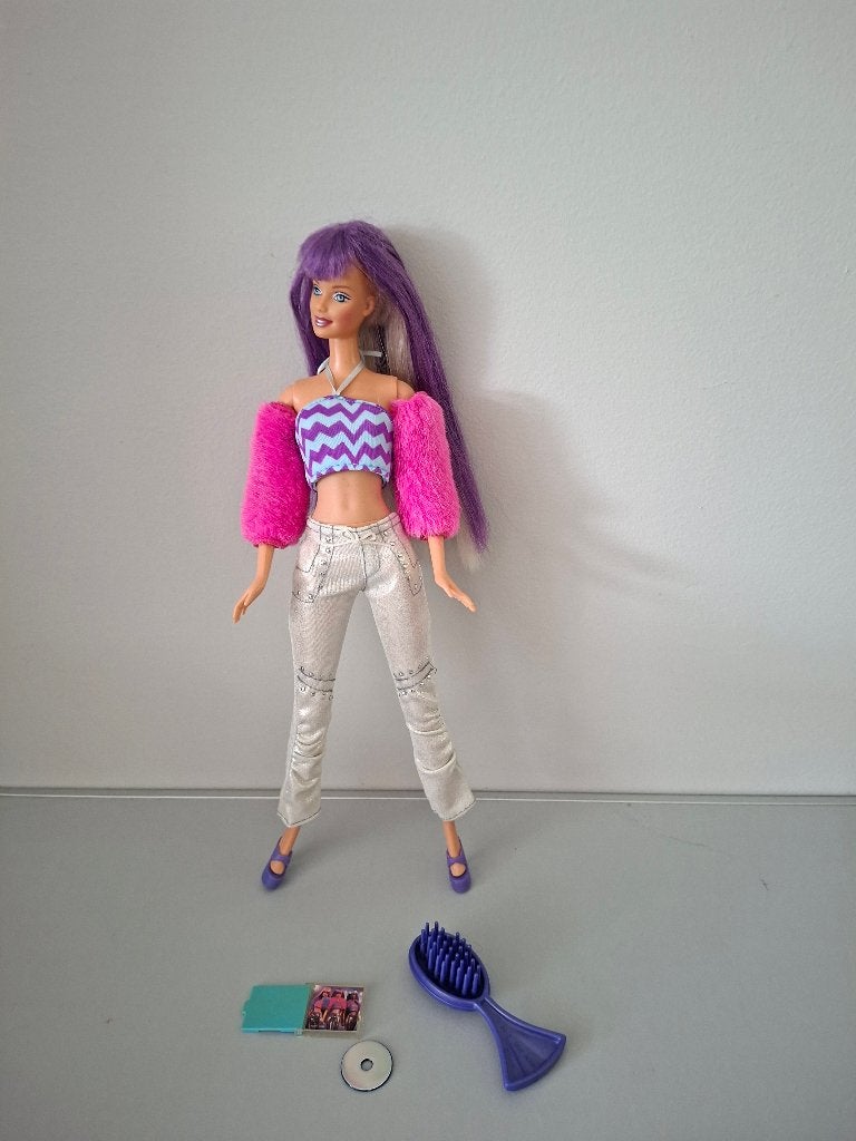 barbie Jam `N Glamm  paars en blond haar., Ophalen of Verzenden, Zo goed als nieuw, Barbie